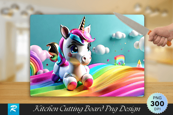 Download 3D Cute Unicorn Cutting Board PNG Design - Premium Resources